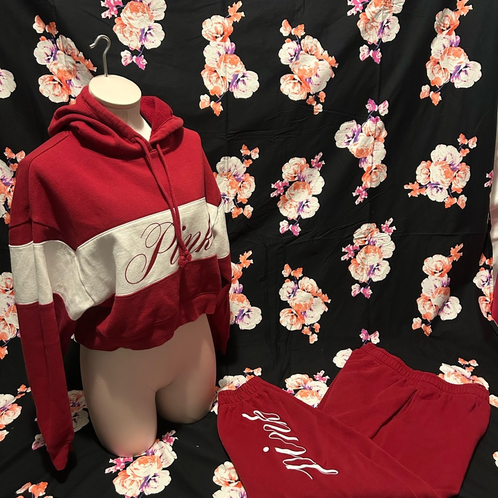 Red and White Hoodie Set